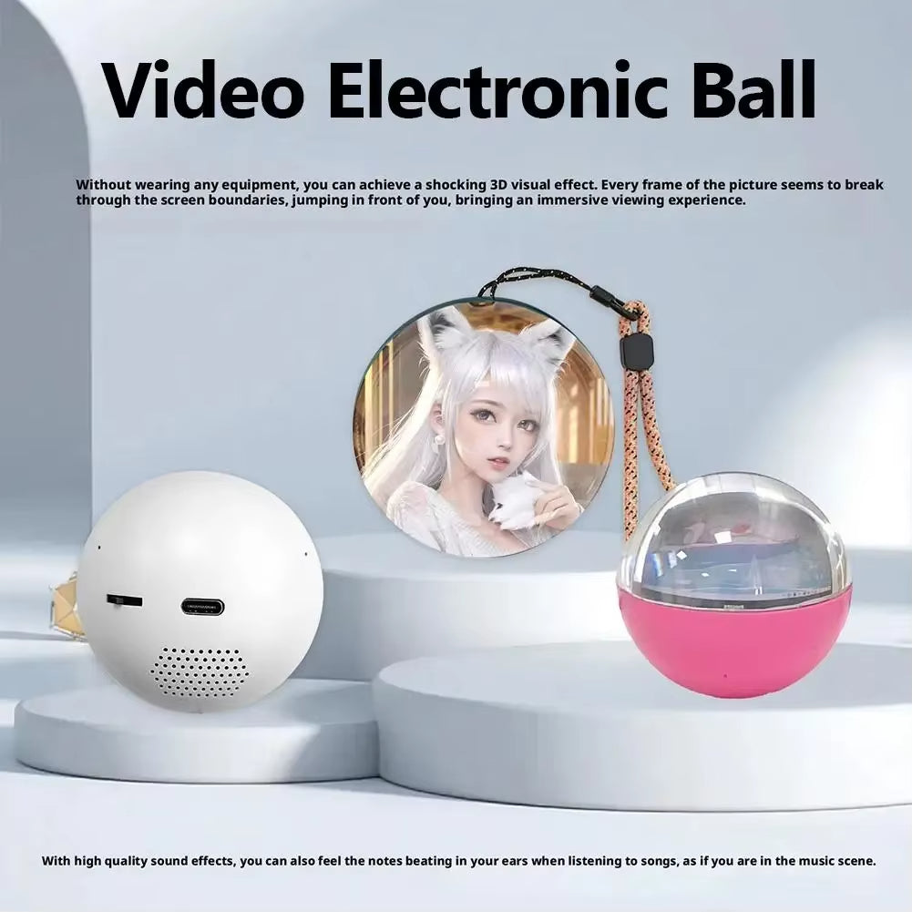 Fashionable And Personalized Electronic Ball Video Player 3D Video Crystal Ball DIY Memory Art Glass Ball Lamp Spherical Pixel Display 2.7inchs Screen 4GB Videos Player For Gift