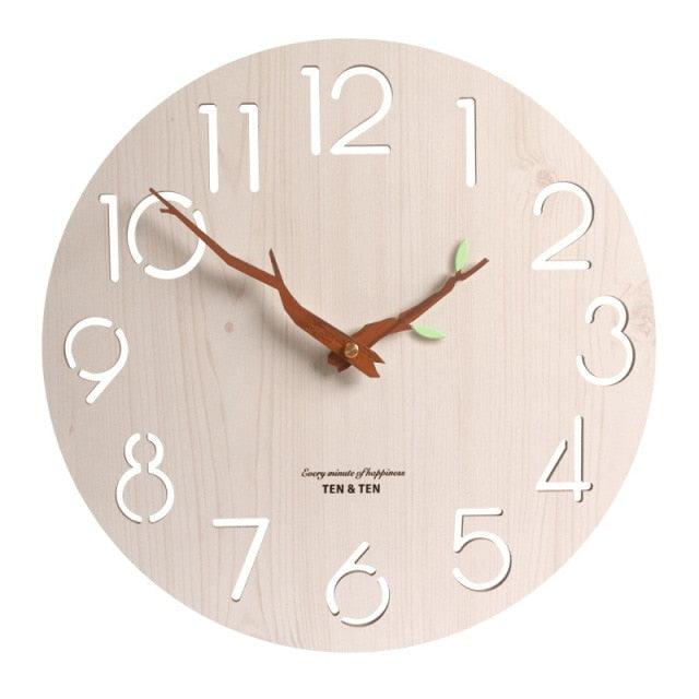 Wooden 3D Wall Clock Modern Design Nordic Room Decoration Kitchen Clock Art Hollow Wall Watch Home Decor Children's Room Decoration Kitchen Clock Art Hollow Wall Watch Home Decor 12 Inch