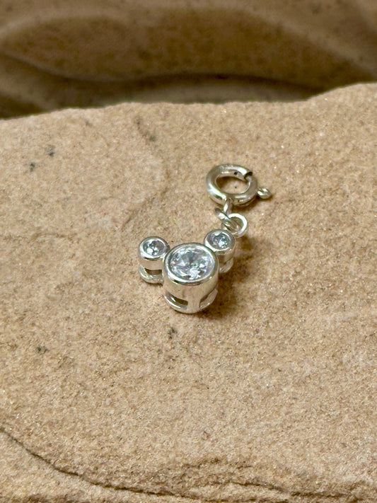 Sterling Silver Mouse Ears CZ Charm