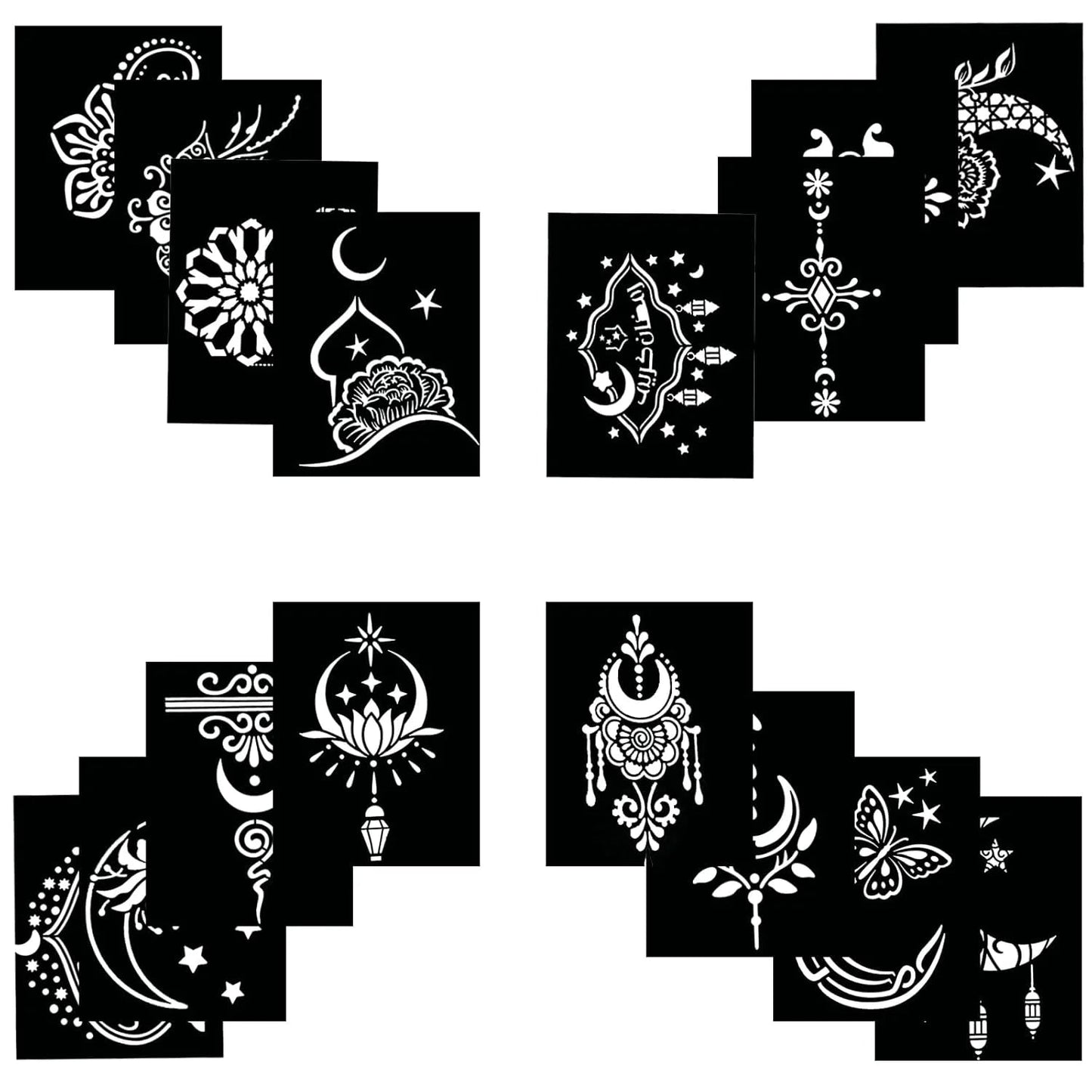 Henna Tattoo Stencil Kit – 16 Sheets for Kids, Teens & Adults