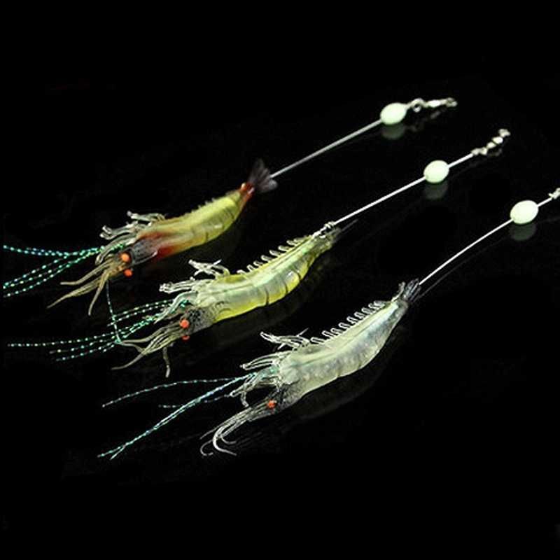 Sea Bass Soft Shrimp Shipwreck Black Fish Mouth Bionic Luminous Fake Bait Set Fishing Gear