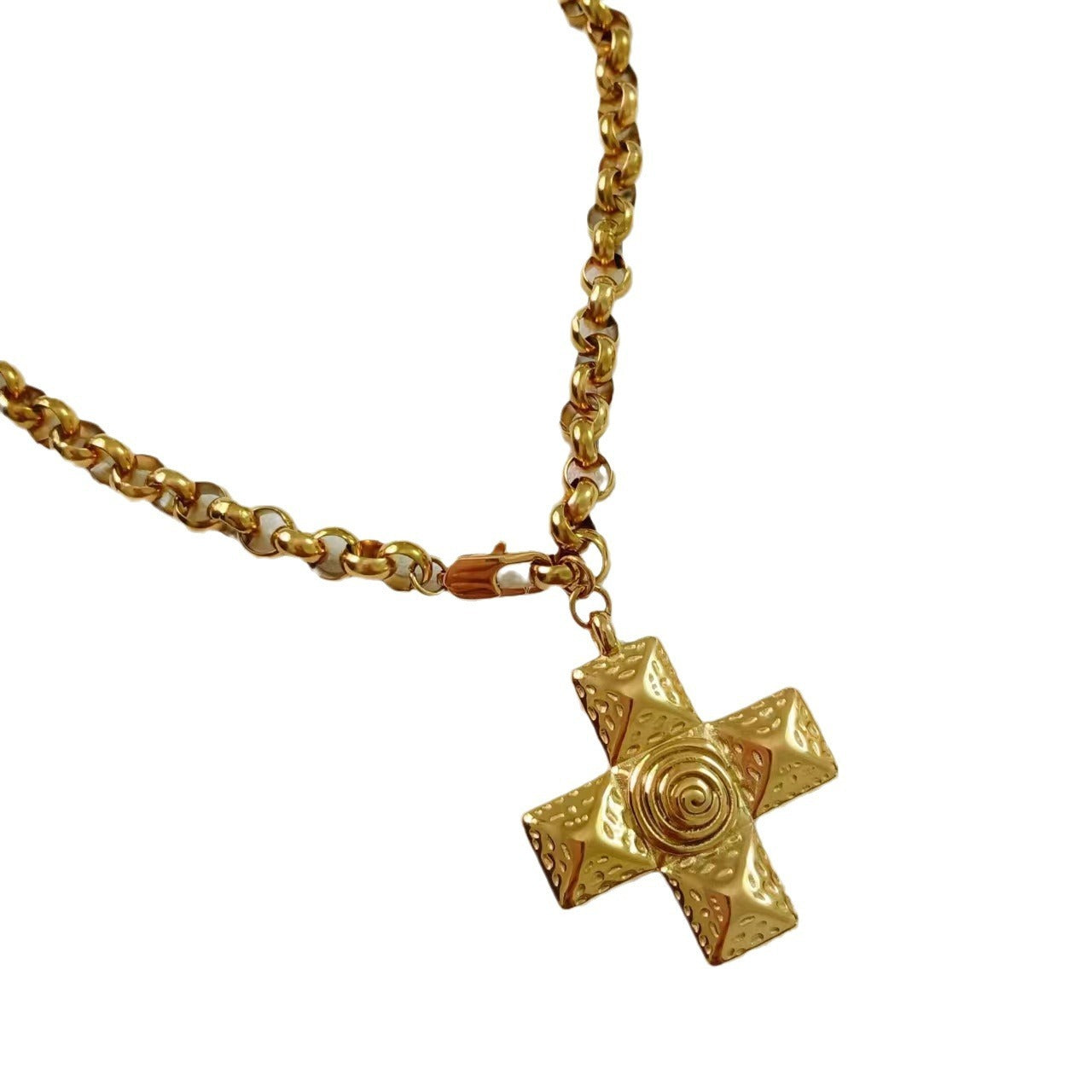 Titanium Steel Clavicle Chain 18K Gold Plated Cross