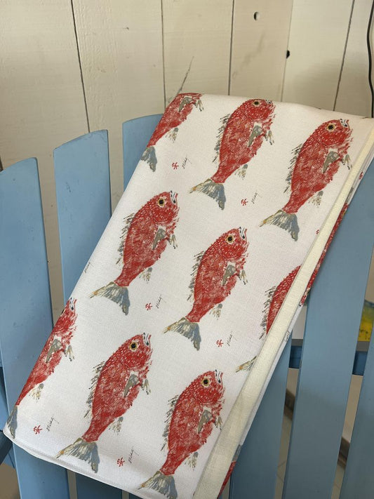 Red Fish Linen Table Runner – Nautical Coastal Table Decor