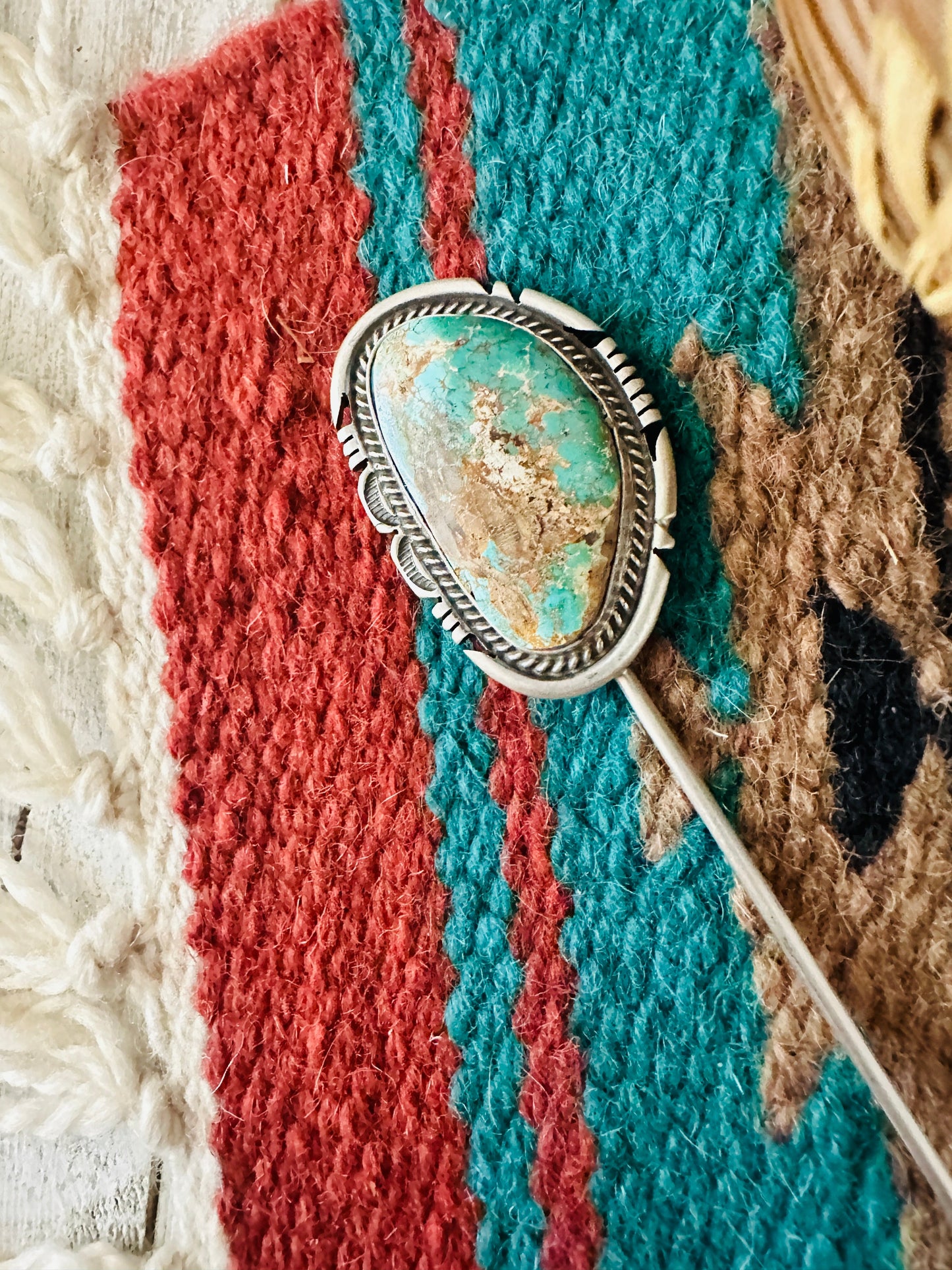 Handcrafted Turquoise & Sterling Silver Hair Pin