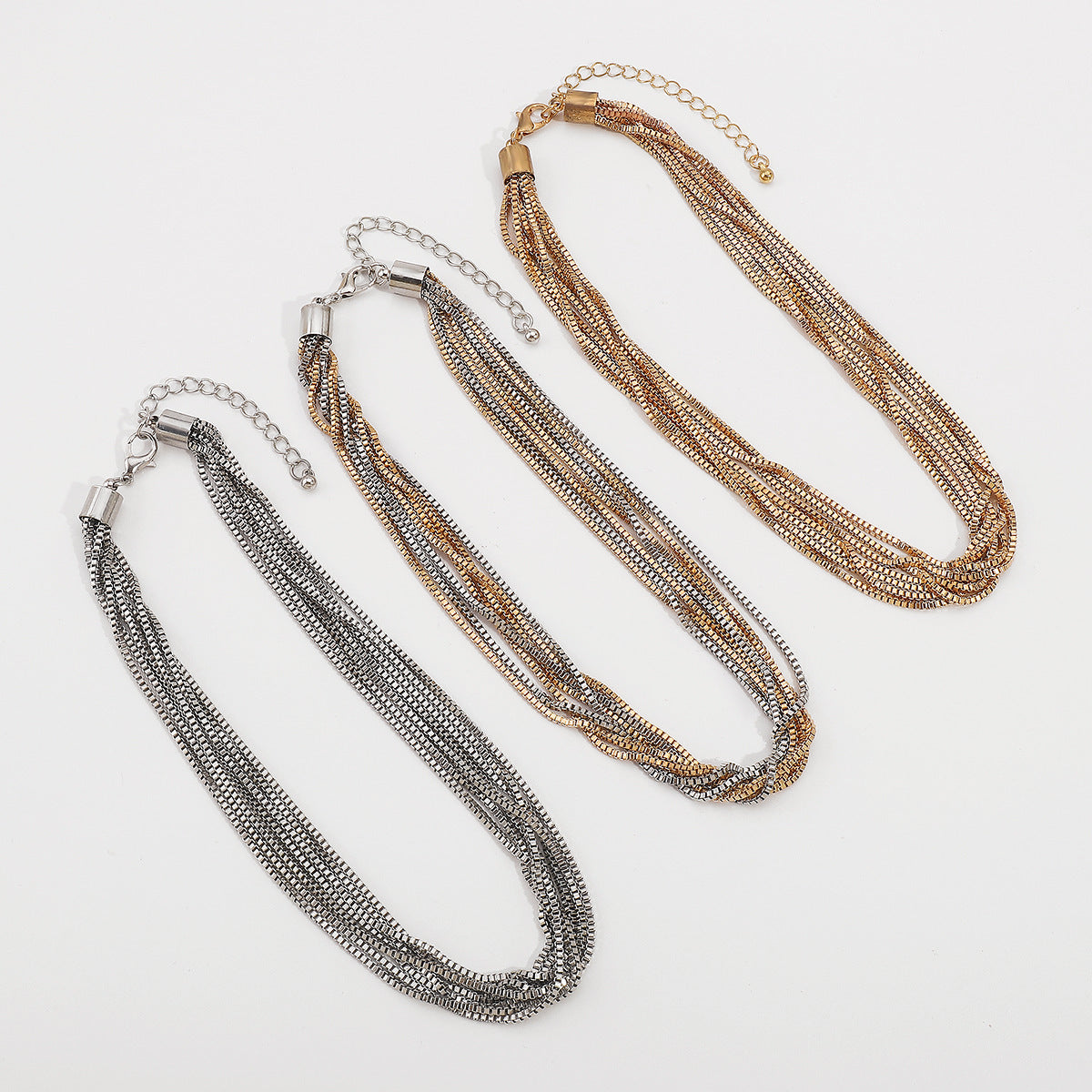 Three-color Twist Necklace Simple Niche Multi-layer