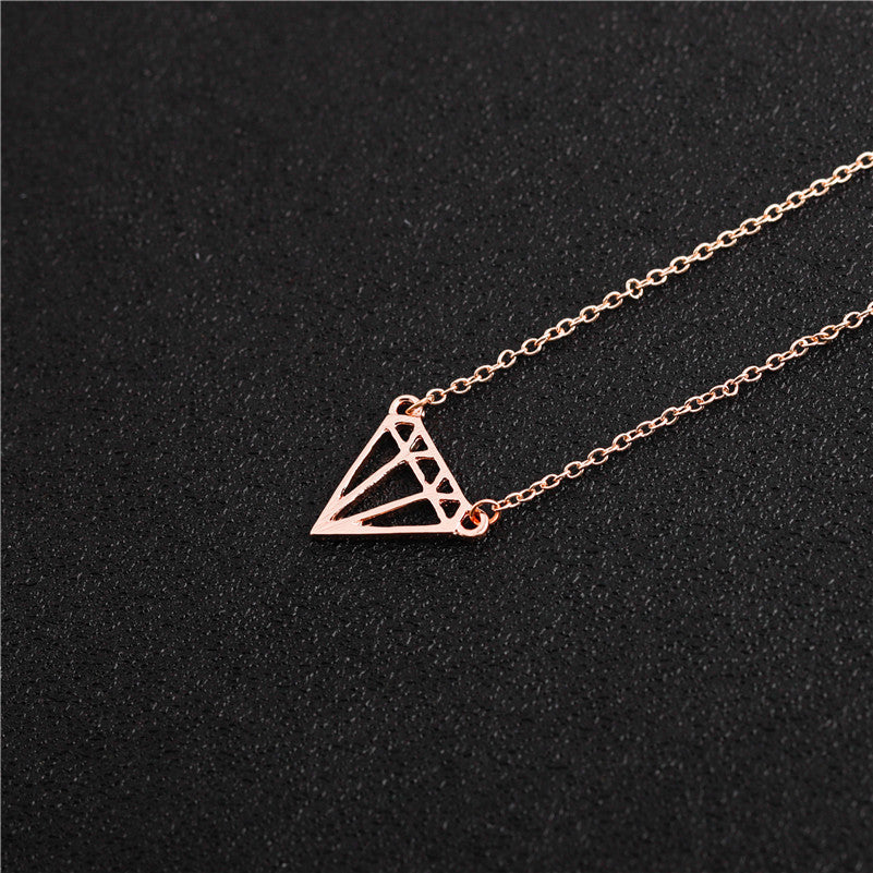 Geometric Peach Heart Diamond Hexagonal Circle Women's Necklace