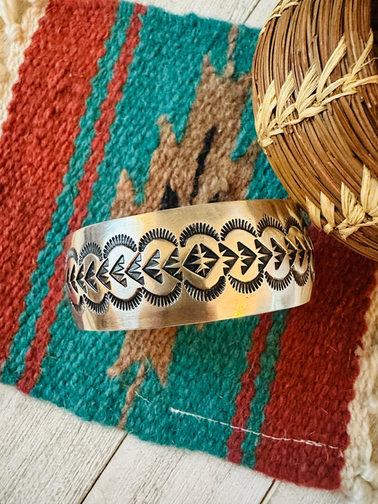 Handcrafted & Hand Stamped Sterling Silver Cuff Bracelet