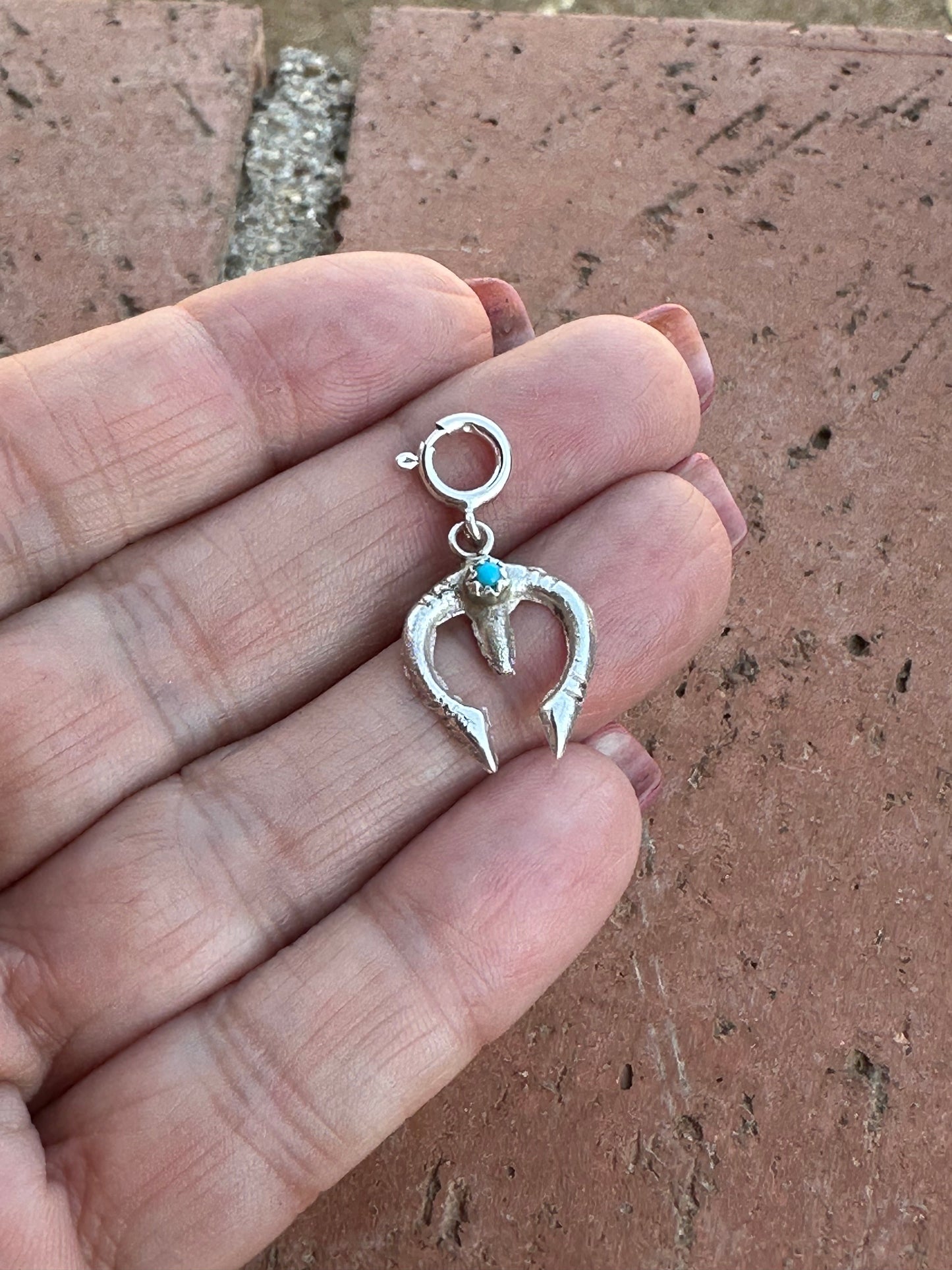 Handcrafted Sterling Silver and Turquoise Naja Charm