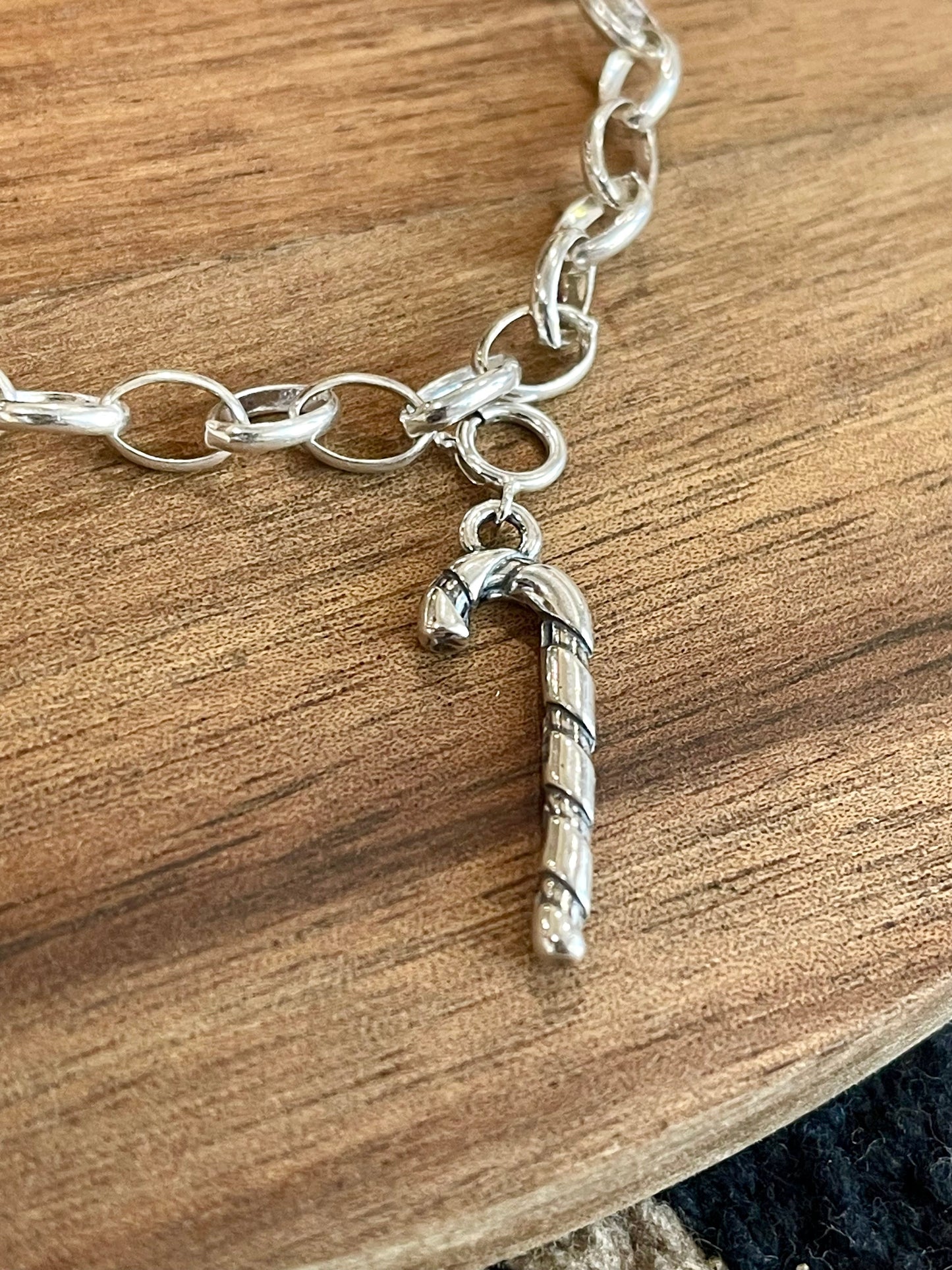 Handcrafted Sterling Silver CHRISTMAS CANDY CANE Charm