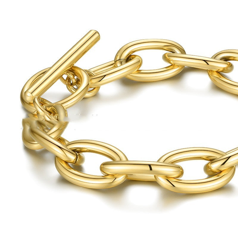 14K Gold Titanium Steel Special-interest Design Exaggerated Bracelet