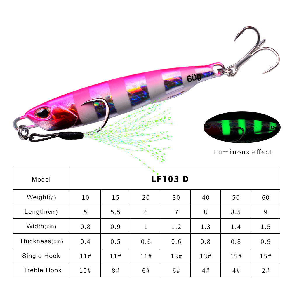 Luya Bait Submerged Tossing Lure Iron Plate Luminous Fish Lead With Treble Hook