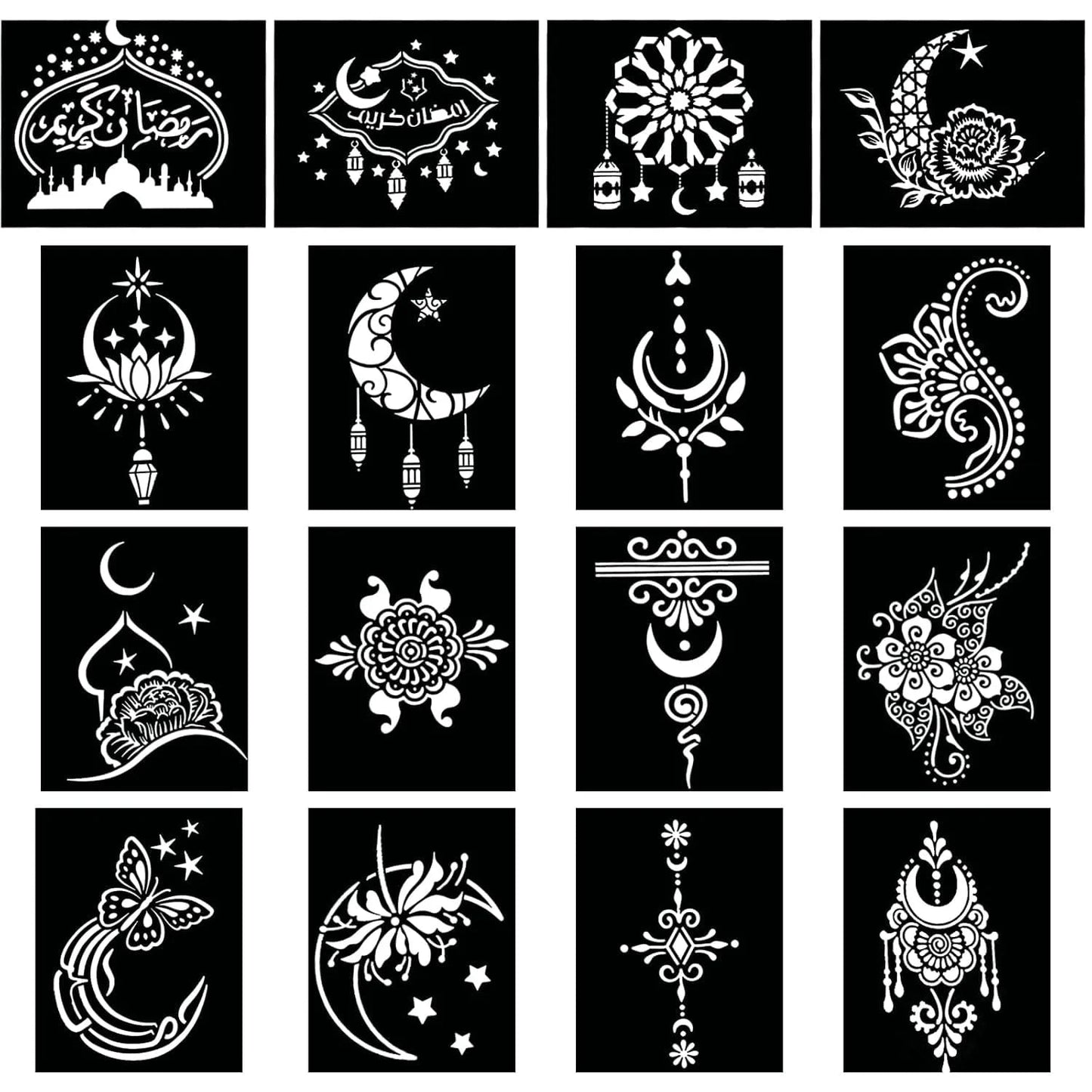 Henna Tattoo Stencil Kit – 16 Sheets for Kids, Teens & Adults