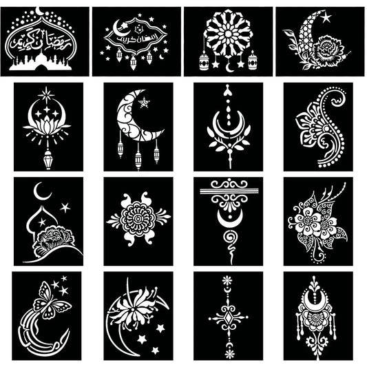 Henna Tattoo Stencil Kit – 16 Sheets for Kids, Teens & Adults