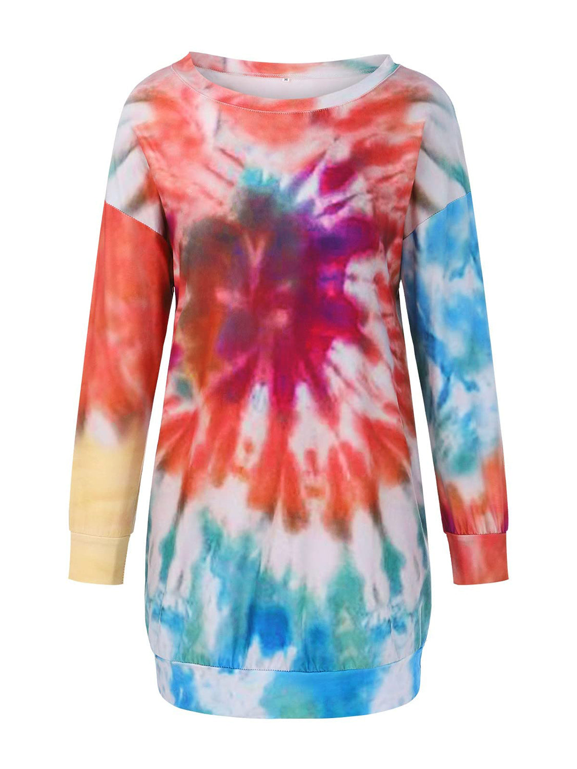Full Size Tie-Dye Round Neck Long Sleeve Dress Trendy & Comfortable Casual Dress for Women