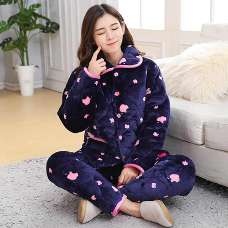 Women's Pajamas Winter Thickened Three Layers In Winter