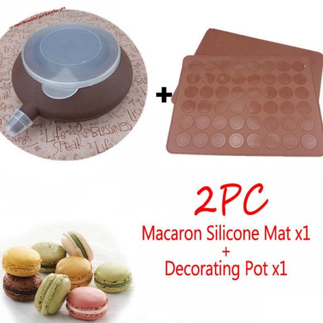 1-2pc/set Large Macaroon Kit Silicone Mat Non-Stick Baking Mold Set 48 Capacity Pot Cake Decorating Supplies Macaron Silicone Mat Non-Stick Silicone Macaron Reusable Baking Mold Set