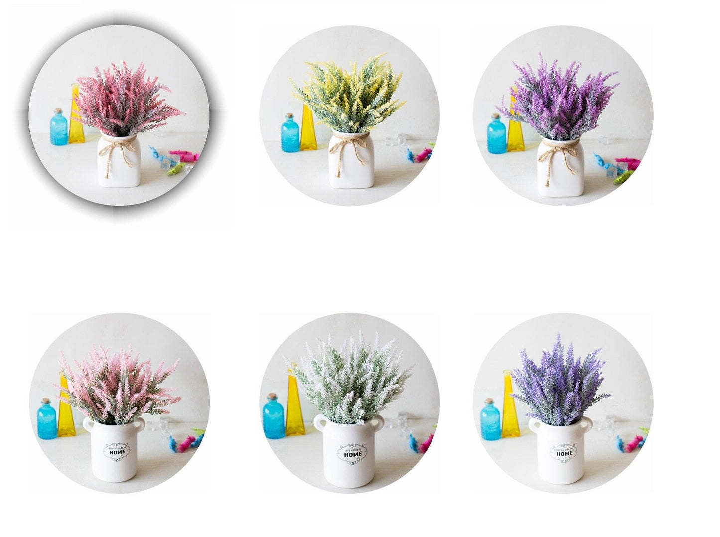 1 Bundle Artificial Lavender Fake Flowers Wedding Bouquet Home Kitchen Office Table Centerpieces Arrangements Decor