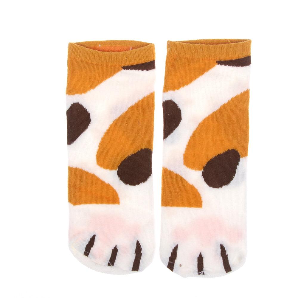 1 pair New Lady Girls Summer Winter Candy Color Kawaii Cute Socks Cartoon Cute Cats Paw Kitty Claws Ankle Short Socks Cute Paw Casual Ankle Socks For Men And Women
