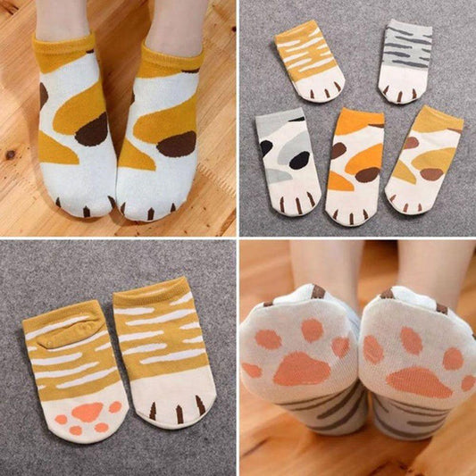 1 pair New Lady Girls Summer Winter Candy Color Kawaii Cute Socks Cartoon Cute Cats Paw Kitty Claws Ankle Short Socks Cute Paw Casual Ankle Socks For Men And Women