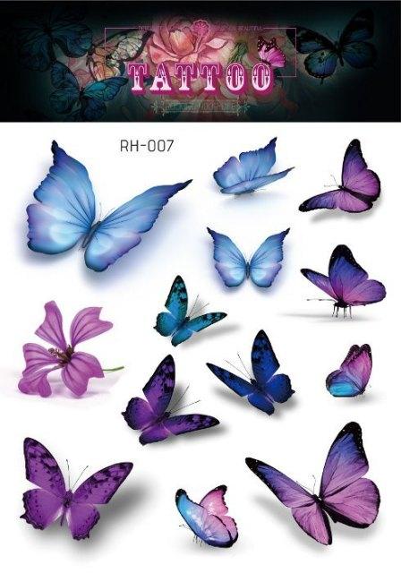 1 Pc Butterfly 3D Temporary Tattoo 52 Style Waterproof Butterfly Tattoos Stickers Temporary Colorful Design For Womens