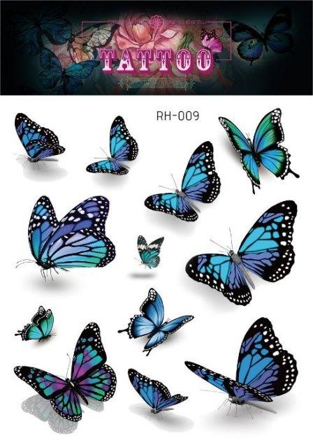 1 Pc Butterfly 3D Temporary Tattoo 52 Style Waterproof Butterfly Tattoos Stickers Temporary Colorful Design For Womens