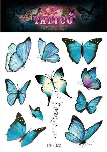 1 Pc Butterfly 3D Temporary Tattoo 52 Style Waterproof Butterfly Tattoos Stickers Temporary Colorful Design For Womens