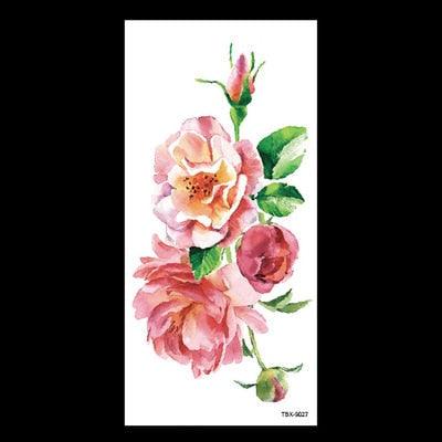 1 Pcs Elegant Temporary Tattoos Stickers Rose Flowers Arm Shoulder Tattoo Waterproof Big Luxury Flower For Womens