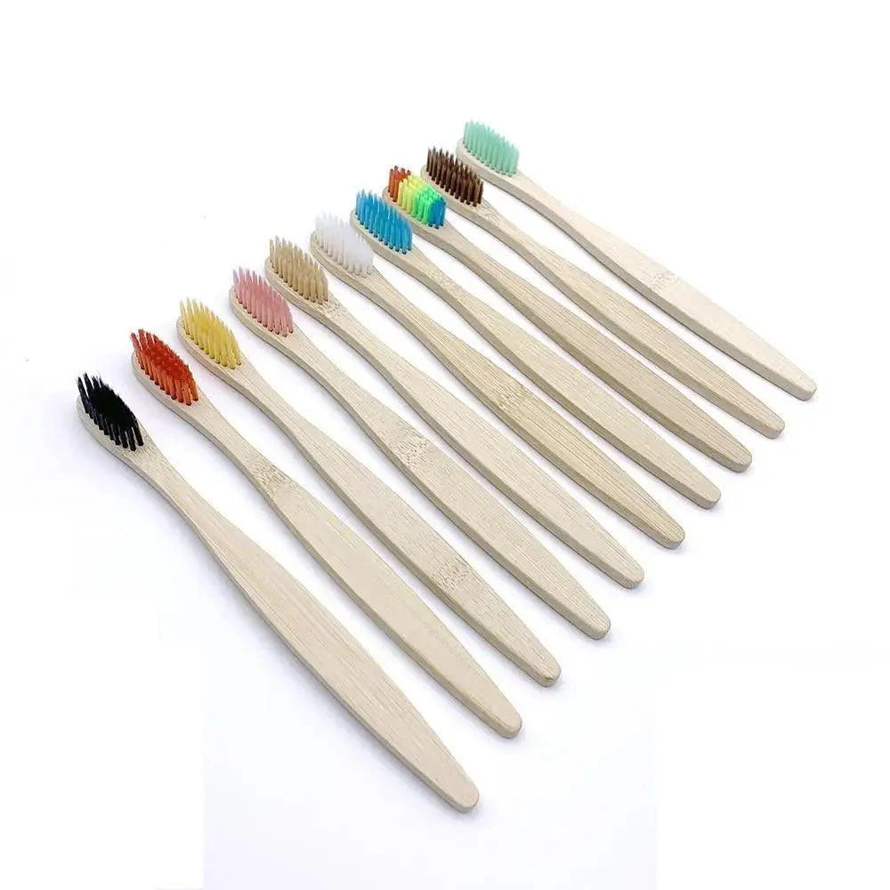 10 Pcs Natural Colorful Toothbrush Eco Friendly Soft Bamboo Toothbrush Bamboo Tooth Dental Oral Care Wood Tooth Brushes