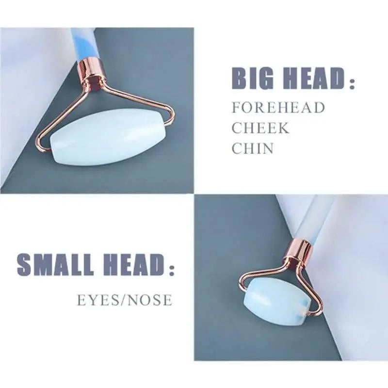 100% Natural Opal Clear Blue Roller Guasha Set - Massage Beauty Tools for Skin Firming Natural Glow and Stress Relief