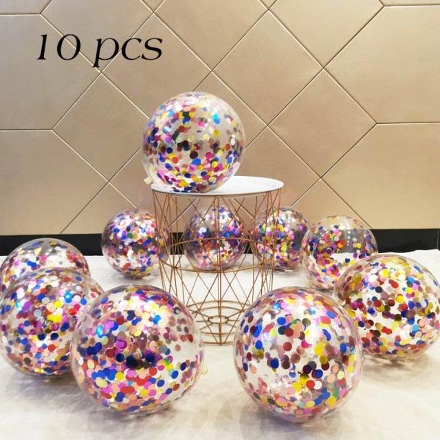 10/20 Star Metallic Confetti Latex Transparent 12inch Balloons For Baby Shower Birthday Party Wedding Decoration