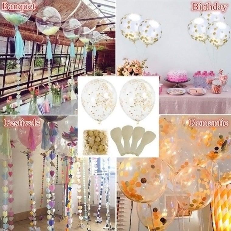 10/20 Star Metallic Confetti Latex Transparent 12inch Balloons For Baby Shower Birthday Party Wedding Decoration
