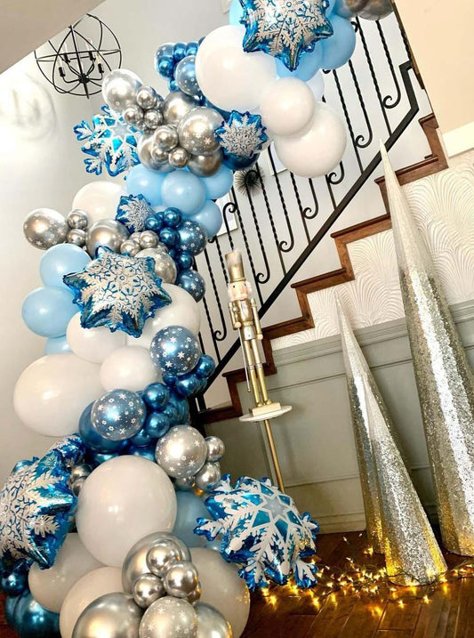104pcs Snowflake Ice Snow Metal Balloon For Birthday Party Decor Baby Showers Winter Themed Balloons For Party Wedding and Birthday Boy Party Ballons