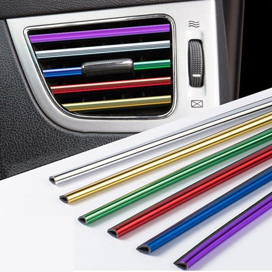 10pcs 20cm Car Styling Moulding Air Outlet Trim Strip Auto Air Vent Grilles Rim Trim Cars Decoration Exterior Decoration Strips Chrome Accessories Car Interior Moulding Strip Car Air Outlet Decoration Strip Flexible Insert Strips for Auto Vent Styling