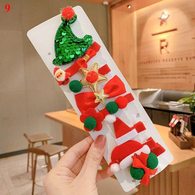 10pcs Cartoon Christmas Hairpin For Kids Lovely Pom-pom Children Hairpins Christmas Tree Decrative Hair Clips Fashion Hair Accessories For Women