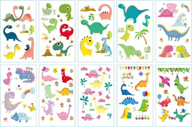 10pcs Dinosaur Sticker Temporary Tatoo Waterproof Colorful Elegant Children Tattoos
