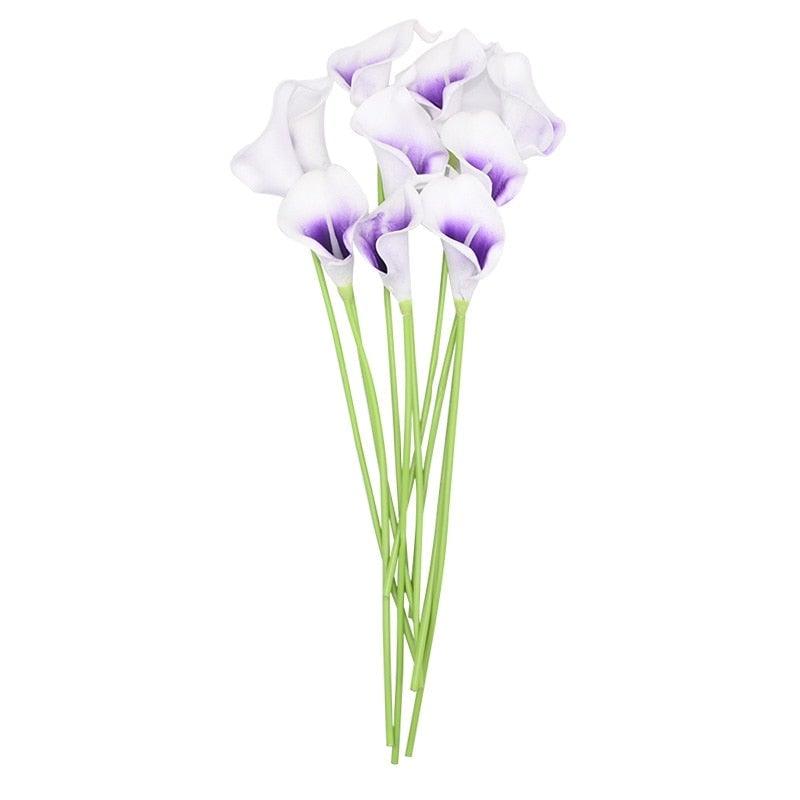 10Pcs High Quality Real Touch Calla Lily Artificial Flowers Bouquet For Wedding Bridal Home Kitchen Table Flower Decoration Home Decor