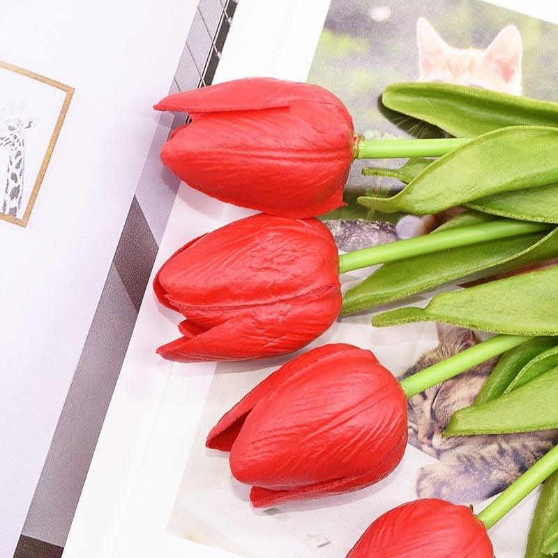10PCS PU Fake Tulips Real Touch beautiful and Eligant Flower Real Touch Bouquet For Wedding Decoration Flowers Home Garden Decor