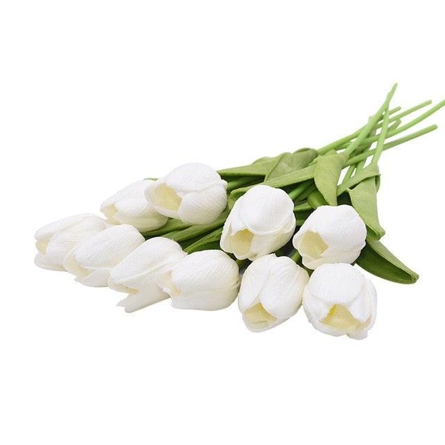 10PCS PU Fake Tulips Real Touch beautiful and Eligant Flower Real Touch Bouquet For Wedding Decoration Flowers Home Garden Decor