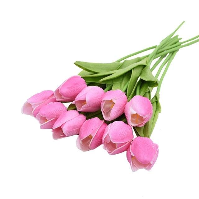10PCS PU Fake Tulips Real Touch beautiful and Eligant Flower Real Touch Bouquet For Wedding Decoration Flowers Home Garden Decor