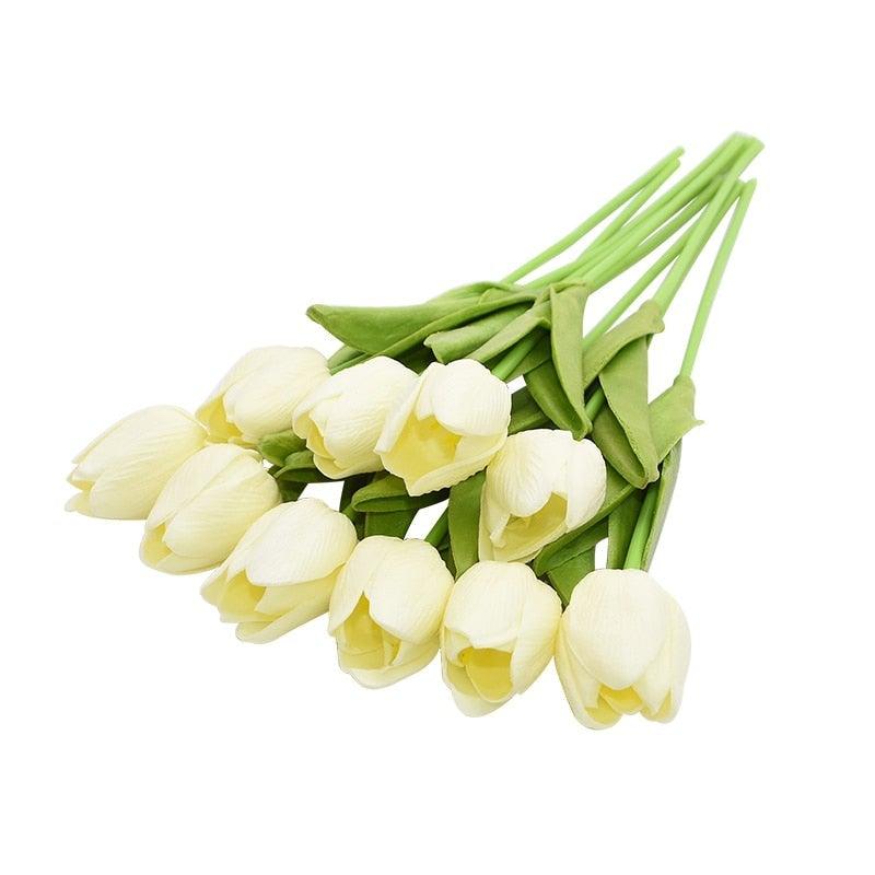 10PCS PU Fake Tulips Real Touch beautiful and Eligant Flower Real Touch Bouquet For Wedding Decoration Flowers Home Garden Decor