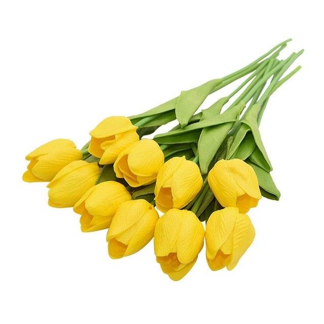 10PCS PU Fake Tulips Real Touch beautiful and Eligant Flower Real Touch Bouquet For Wedding Decoration Flowers Home Garden Decor