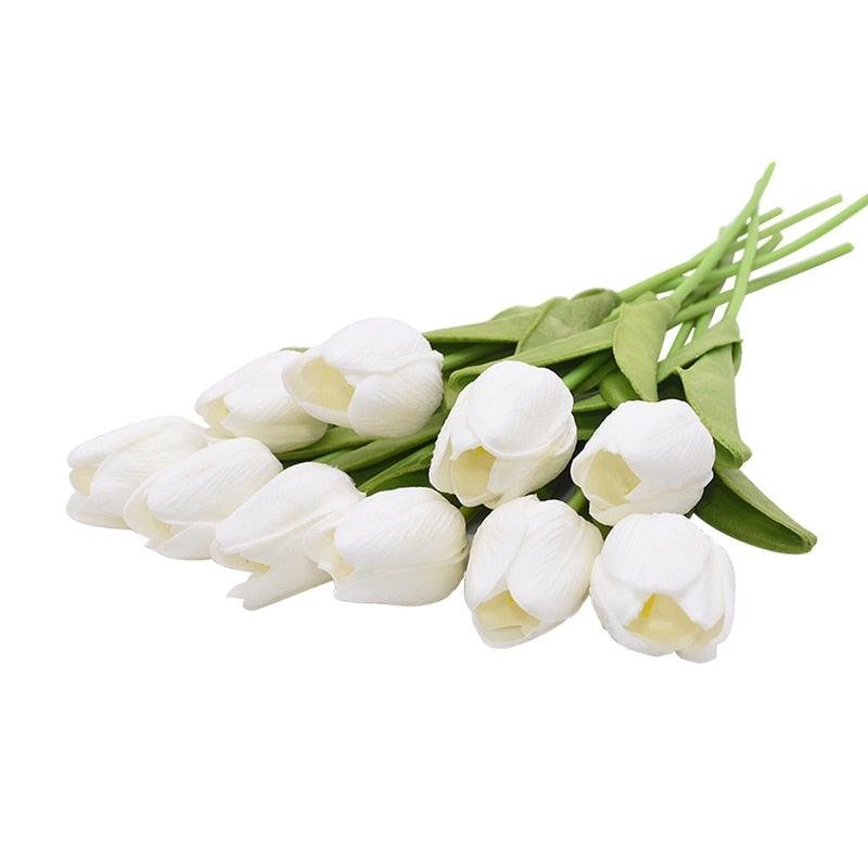 10PCS PU Fake Tulips Real Touch beautiful and Eligant Flower Real Touch Bouquet For Wedding Decoration Flowers Home Garden Decor