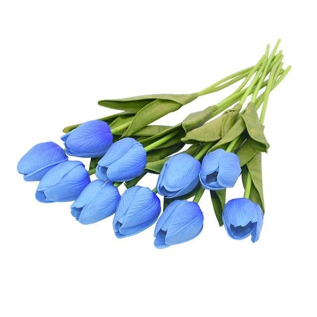 10PCS PU Fake Tulips Real Touch beautiful and Eligant Flower Real Touch Bouquet For Wedding Decoration Flowers Home Garden Decor