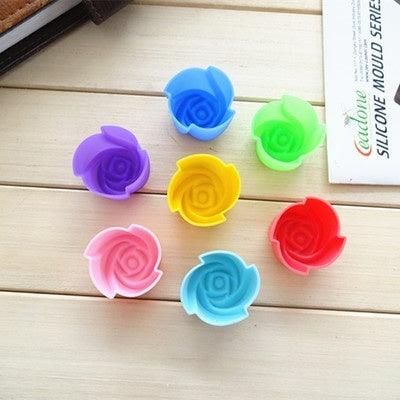 10pcs Rose Mold  Food Grade Silicone Mini Cupcake Cake Tool Muffin Cookie Baking Molds Chocolate Soap Pastry Decorating Set Reusable And Non-stick Mini Size Silicone Baking Cups Muffin Cups Mini Cupcake Liners Mini Chocolate Holders
