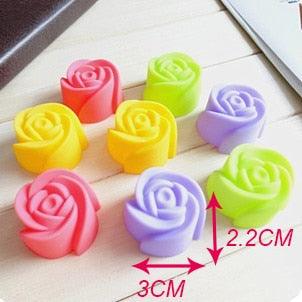 10pcs Rose Mold  Food Grade Silicone Mini Cupcake Cake Tool Muffin Cookie Baking Molds Chocolate Soap Pastry Decorating Set Reusable And Non-stick Mini Size Silicone Baking Cups Muffin Cups Mini Cupcake Liners Mini Chocolate Holders