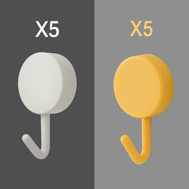 10PCS Self Adhesive Wall Hook Strong Without Drilling Coat Bag Bathroom Door Kitchen Towel Hanger Hooks Home Storage Accessories Decorative Hooks Entrance Organizers with Self-Adhesive Hooks for Hanging Keys Towels