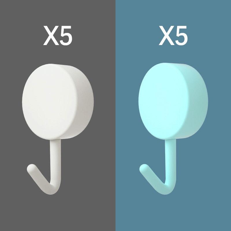 10PCS Self Adhesive Wall Hook Strong Without Drilling Coat Bag Bathroom Door Kitchen Towel Hanger Hooks Home Storage Accessories Decorative Hooks Entrance Organizers with Self-Adhesive Hooks for Hanging Keys Towels