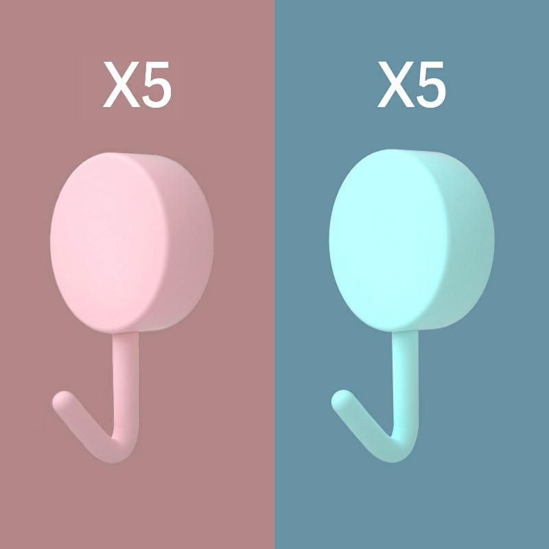 10PCS Self Adhesive Wall Hook Strong Without Drilling Coat Bag Bathroom Door Kitchen Towel Hanger Hooks Home Storage Accessories Decorative Hooks Entrance Organizers with Self-Adhesive Hooks for Hanging Keys Towels
