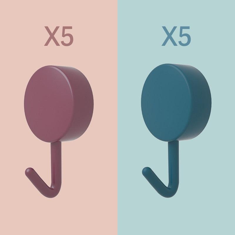 10PCS Self Adhesive Wall Hook Strong Without Drilling Coat Bag Bathroom Door Kitchen Towel Hanger Hooks Home Storage Accessories Decorative Hooks Entrance Organizers with Self-Adhesive Hooks for Hanging Keys Towels