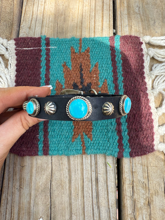 Handcrafted Turquoise Leather Dog Collars